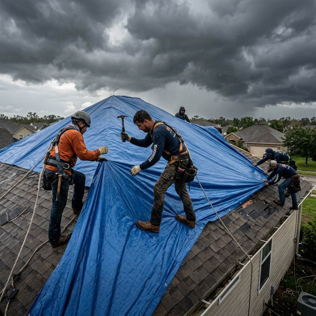 Featured Image: Emergency Tarping and Leak Repair: What to Do After ... - Diversified Roofing Solutions