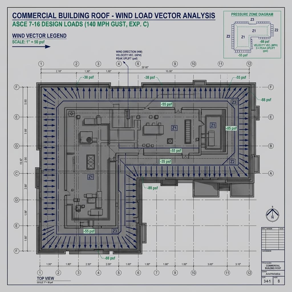 Featured Banner: Florida Building Code Wind-Load Requirements for Commercial Flat Roofs - Diversified Roofing Solutions