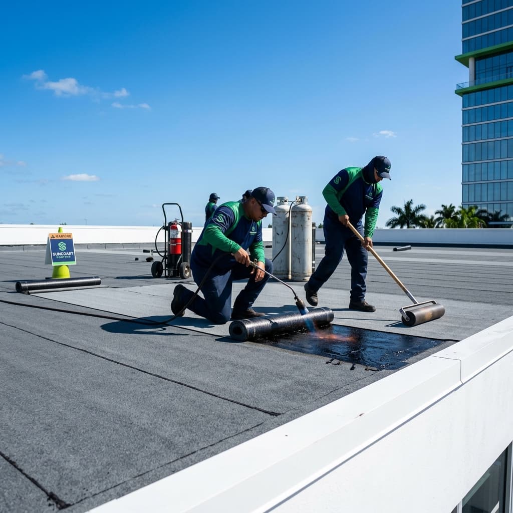 Featured Banner: Torch-Down vs. Self-Adhered Modified Bitumen Installation Methods - Diversified Roofing Solutions