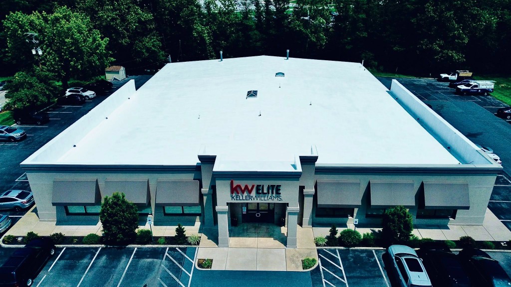 Commercial Building with Bright White Coated Flat Roof